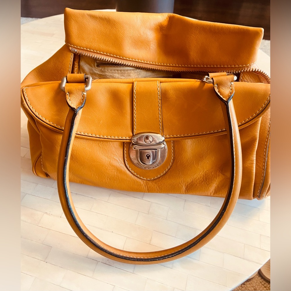 Marc Jacobs camel handbag with lock enclosure